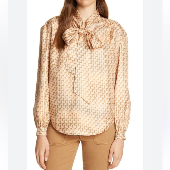 Joie Tops - Joie Joslin Silk Printed Blouse in Oak